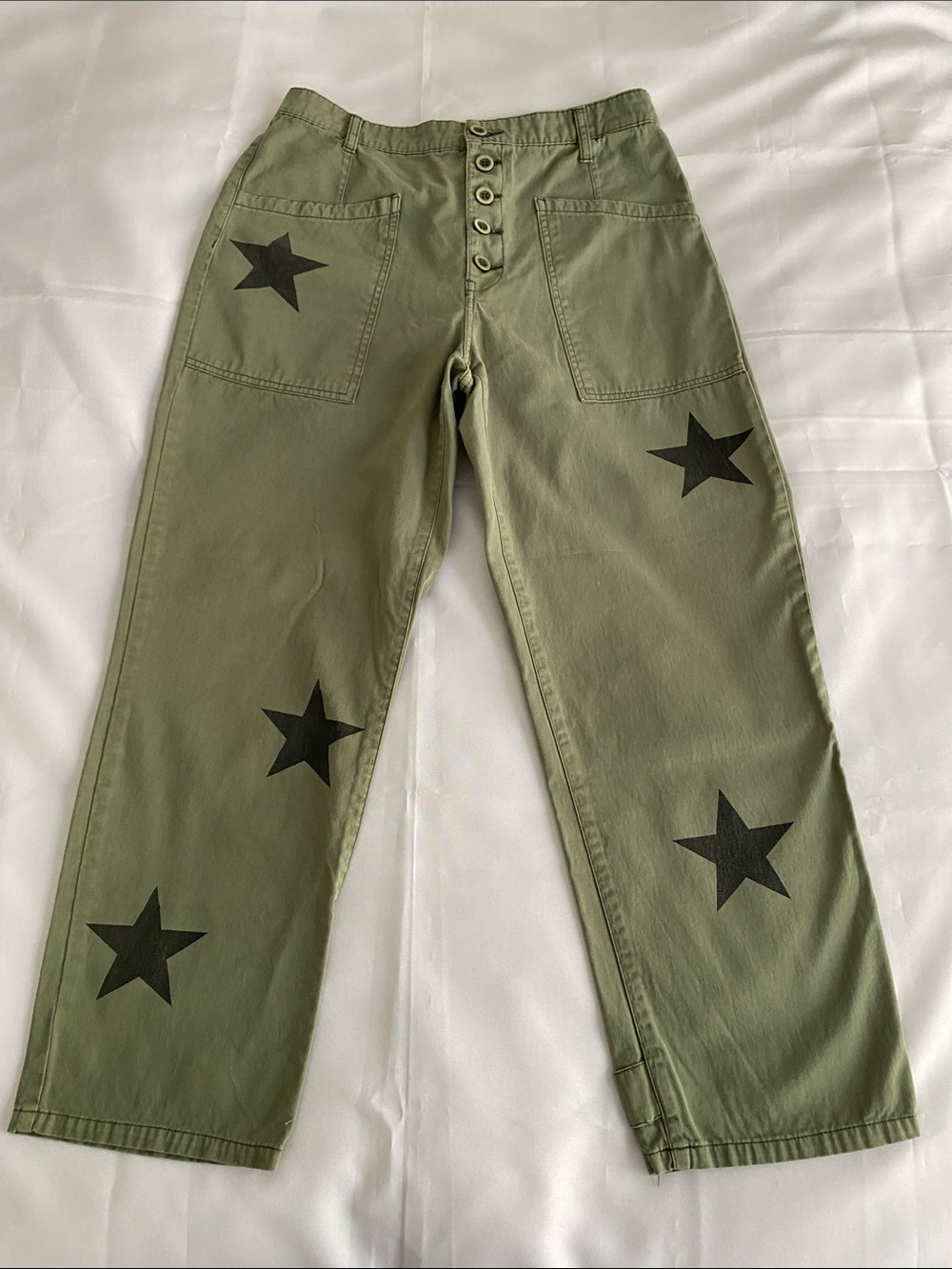Pistola Olive Green with Black Stars High-Rise Casual Pants Size 29